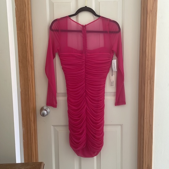 Babaton Hot Pink/Fuschia Mesh Bodycon Mini Dress - Picture 2 of 5